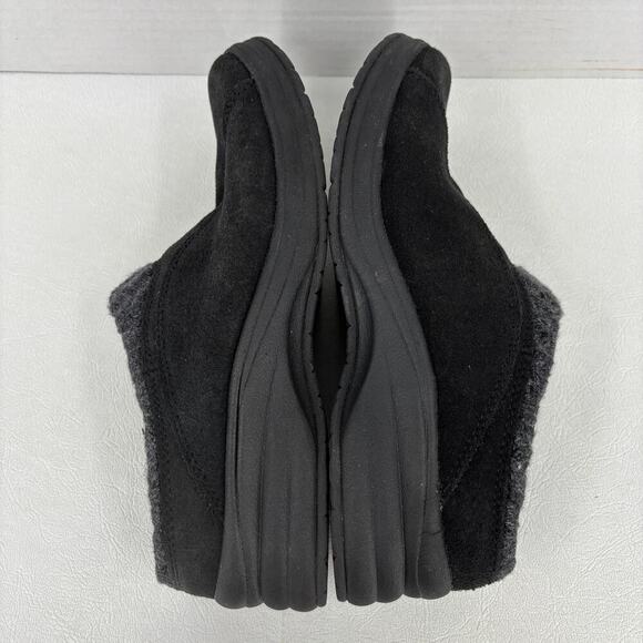 L.L. Bean Clog Women's Size 8 Black Suede North Haven Knit Trim Slip On Comfort - Picture 3 of 11